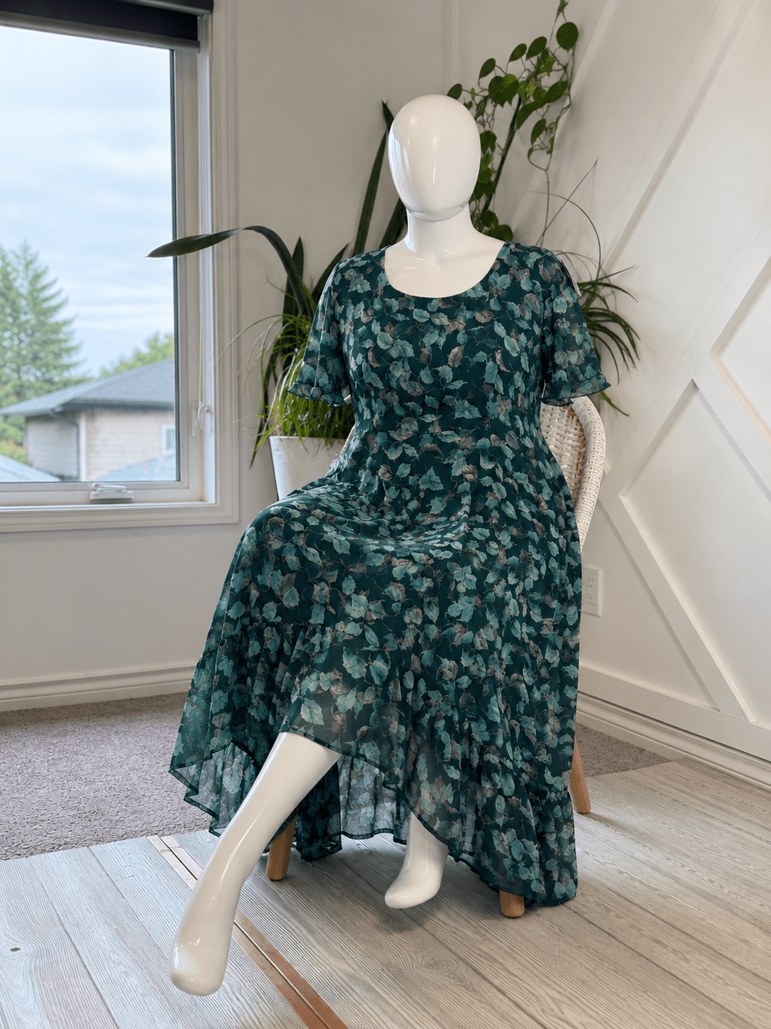Plus Lined Ganga Dress with scarf-FD001 - Rangeelaa- Fairtrade Sustainable Women's Clothingdresses