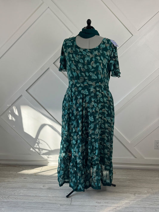 Plus Lined Ganga Dress with scarf-FD001 - Rangeelaa- Fairtrade Sustainable Women's Clothingdresses