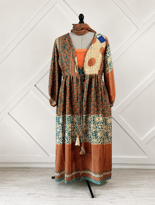 Plus Over Sized Nira Kimono with scarf-J0064 - Rangeelaa- Fairtrade Sustainable Women's Clothingdresses