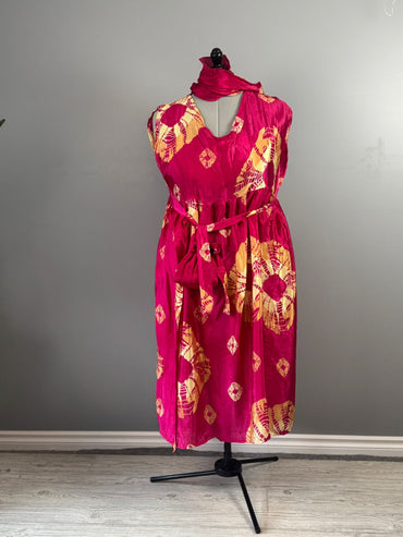 Plus Rela dress with Scarf - J0066 - Rangeelaa - Fairtrade Sustainable Women's Clothing