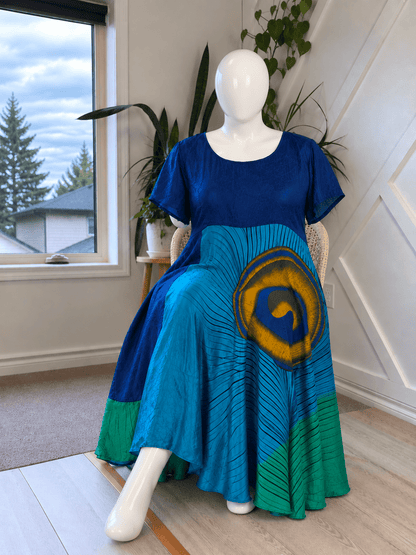 Plus Viya Dress with scarf-ED012 - Rangeelaa- Fairtrade Sustainable Women's Clothingdresses