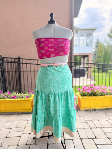 Premium Regular Ankle Drawstring Skaya Tiered Skirt - M001 - Rangeelaa - Fairtrade Sustainable Women's Clothing