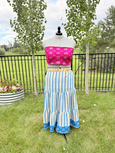 Premium Regular Ankle Drawstring Skaya Tiered Skirt - M004 - Rangeelaa - Fairtrade Sustainable Women's Clothing