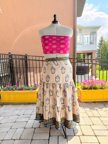 Premium Regular Ankle Drawstring Skaya Tiered Skirt - M007 - Rangeelaa - Fairtrade Sustainable Women's Clothing