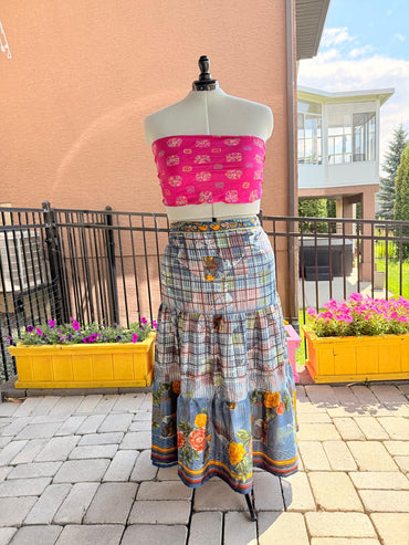 Premium Regular Ankle Drawstring Skaya Tiered Skirt - M007 - Rangeelaa - Fairtrade Sustainable Women's Clothing
