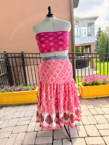 Premium Regular Ankle Drawstring Skaya Tiered Skirt - M010 - Rangeelaa - Fairtrade Sustainable Women's Clothing