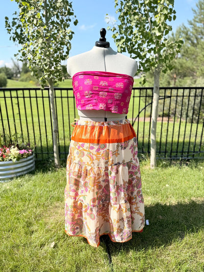 Premium Regular Ankle Drawstring Skaya Tiered Skirt - M013 - Rangeelaa - Fairtrade Sustainable Women's Clothing