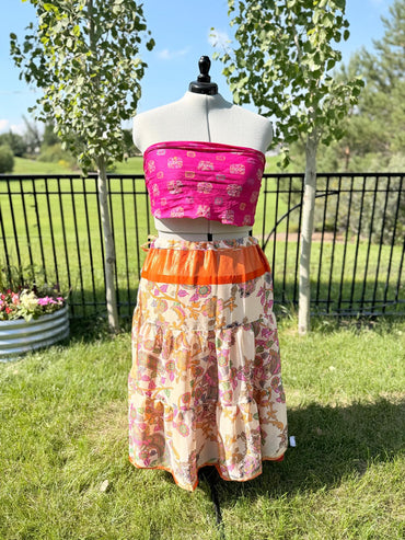 Premium Regular Ankle Drawstring Skaya Tiered Skirt - M013 - Rangeelaa - Fairtrade Sustainable Women's Clothing