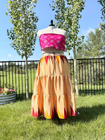 Premium Regular Ankle Drawstring Skaya Tiered Skirt - M013 - Rangeelaa - Fairtrade Sustainable Women's Clothing