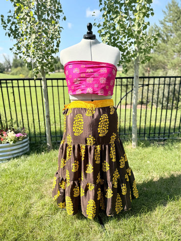 Premium Regular Ankle Drawstring Skaya Tiered Skirt - M014 - Rangeelaa - Fairtrade Sustainable Women's Clothing