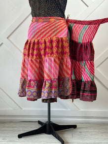 Premium Regular skaya Tea Wrap Tiered Skirt-J0107