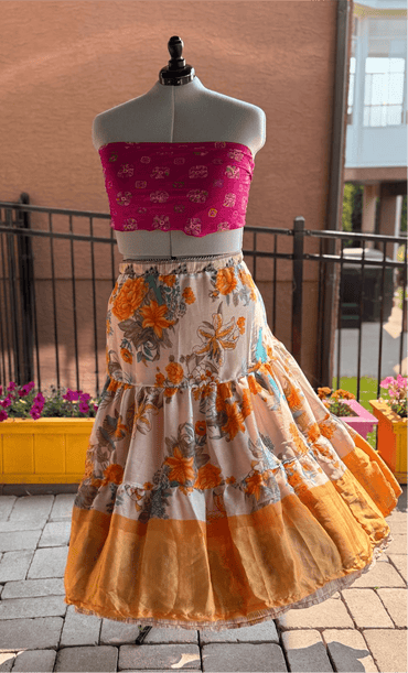 Premium XL Ankle Drawstring Skaya Tiered Skirt - M015 - Rangeelaa - Fairtrade Sustainable Women's Clothing