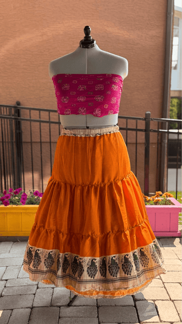 Premium XL Ankle Drawstring Skaya Tiered Skirt - M015 - Rangeelaa - Fairtrade Sustainable Women's Clothing