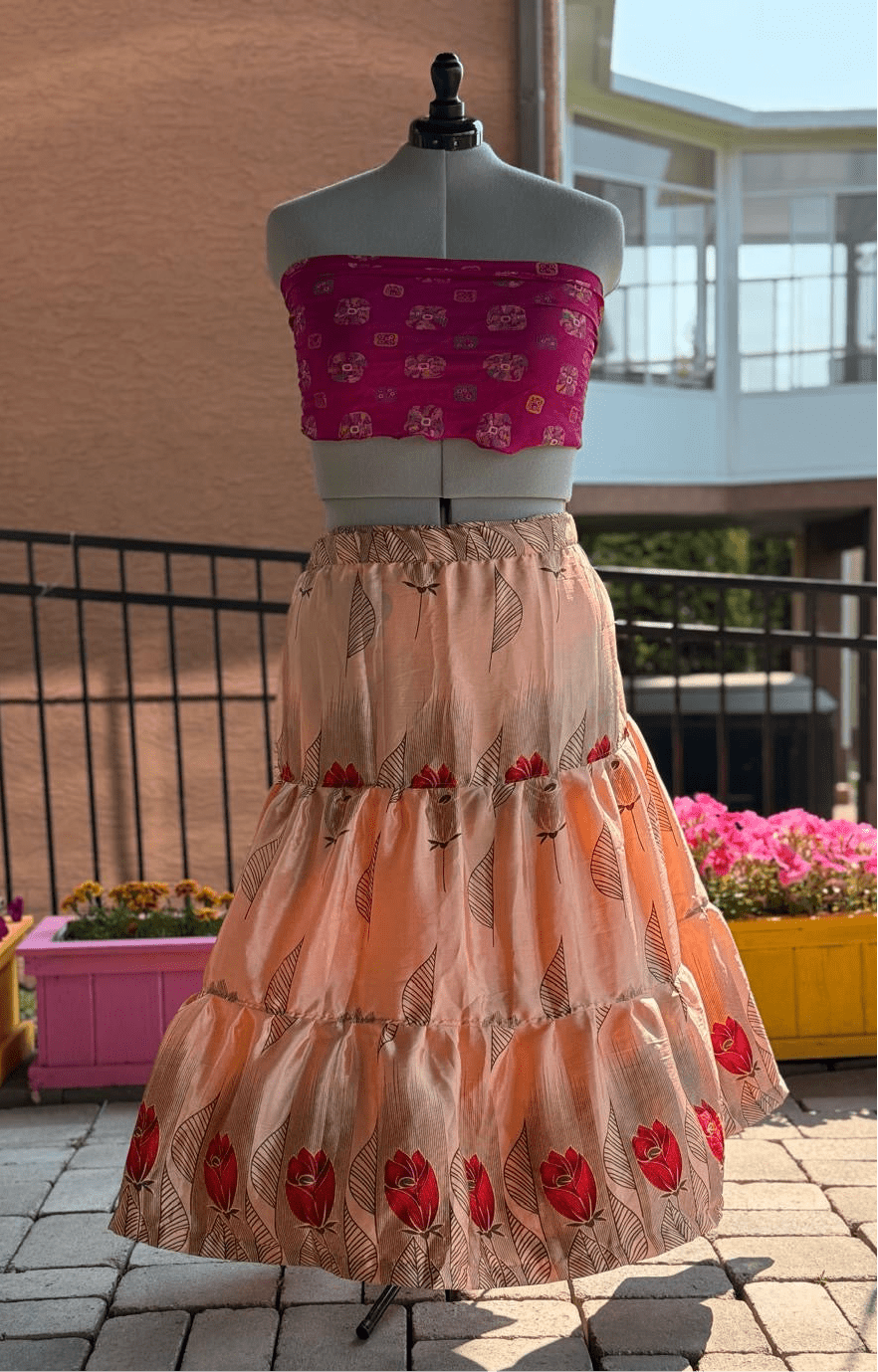 Premium XL Ankle Drawstring Skaya Tiered Skirt - M016 - Rangeelaa - Fairtrade Sustainable Women's Clothing