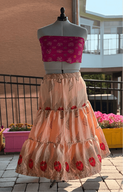 Premium XL Ankle Drawstring Skaya Tiered Skirt - M016 - Rangeelaa - Fairtrade Sustainable Women's Clothing