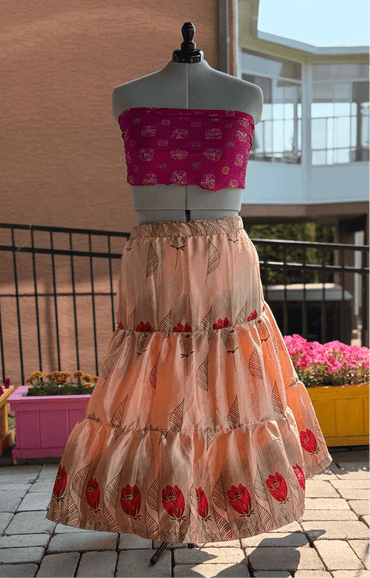 Premium XL Ankle Drawstring Skaya Tiered Skirt - M016 - Rangeelaa - Fairtrade Sustainable Women's Clothing
