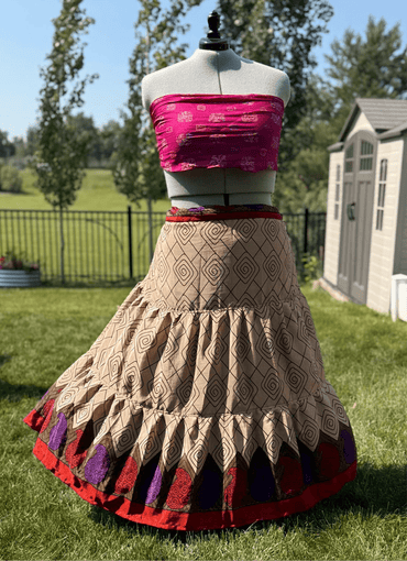 Premium XL Ankle Drawstring Skaya Tiered Skirt - M017 - Rangeelaa - Fairtrade Sustainable Women's Clothing