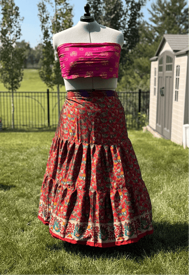 Premium XL Ankle Drawstring Skaya Tiered Skirt - M017 - Rangeelaa - Fairtrade Sustainable Women's Clothing