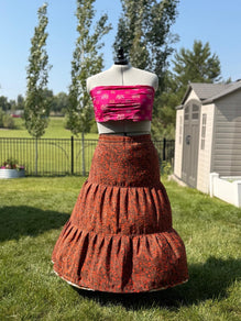Premium XL Ankle Drawstring Skaya Tiered Skirt-M018