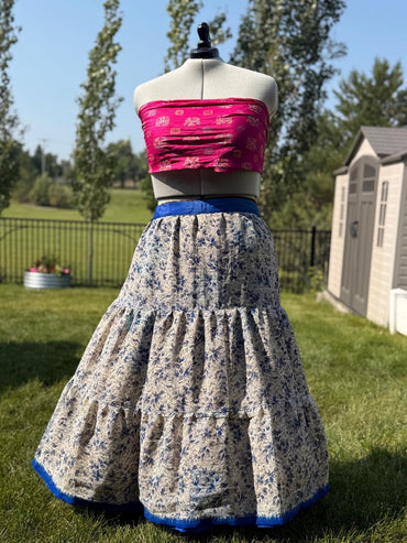 Premium XL Ankle Drawstring Skaya Tiered Skirt - M019 - Rangeelaa - Fairtrade Sustainable Women's Clothing