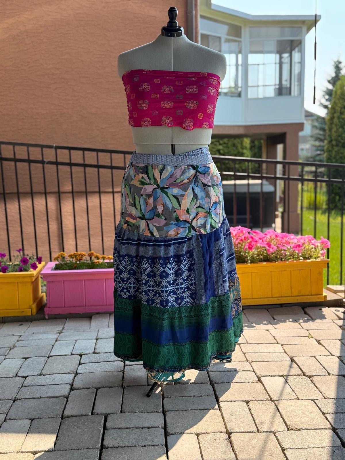 Premium XL Ankle Drawstring Skaya Tiered Skirt - M021 - Rangeelaa - Fairtrade Sustainable Women's Clothing