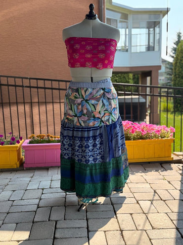 Premium XL Ankle Drawstring Skaya Tiered Skirt - M021 - Rangeelaa - Fairtrade Sustainable Women's Clothing