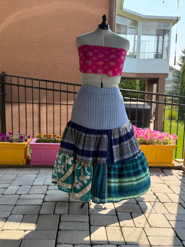 Premium XL Ankle Drawstring Skaya Tiered Skirt - M021 - Rangeelaa - Fairtrade Sustainable Women's Clothing