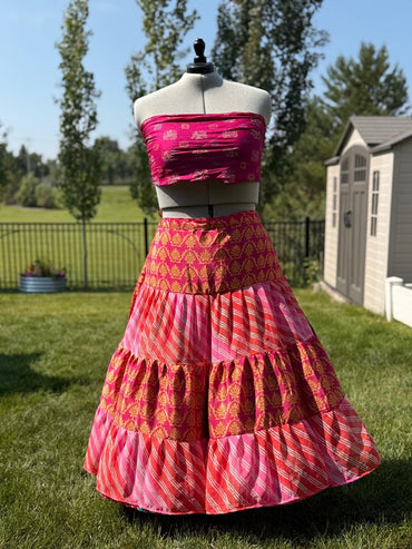 Premium XL skaya Ankle Wrap Tiered Skirt - J0106 - Rangeelaa - Fairtrade Sustainable Women's Clothing