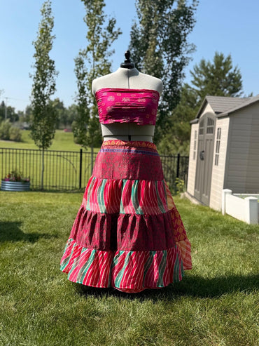 Premium XL skaya Ankle Wrap Tiered Skirt - J0106 - Rangeelaa - Fairtrade Sustainable Women's Clothing