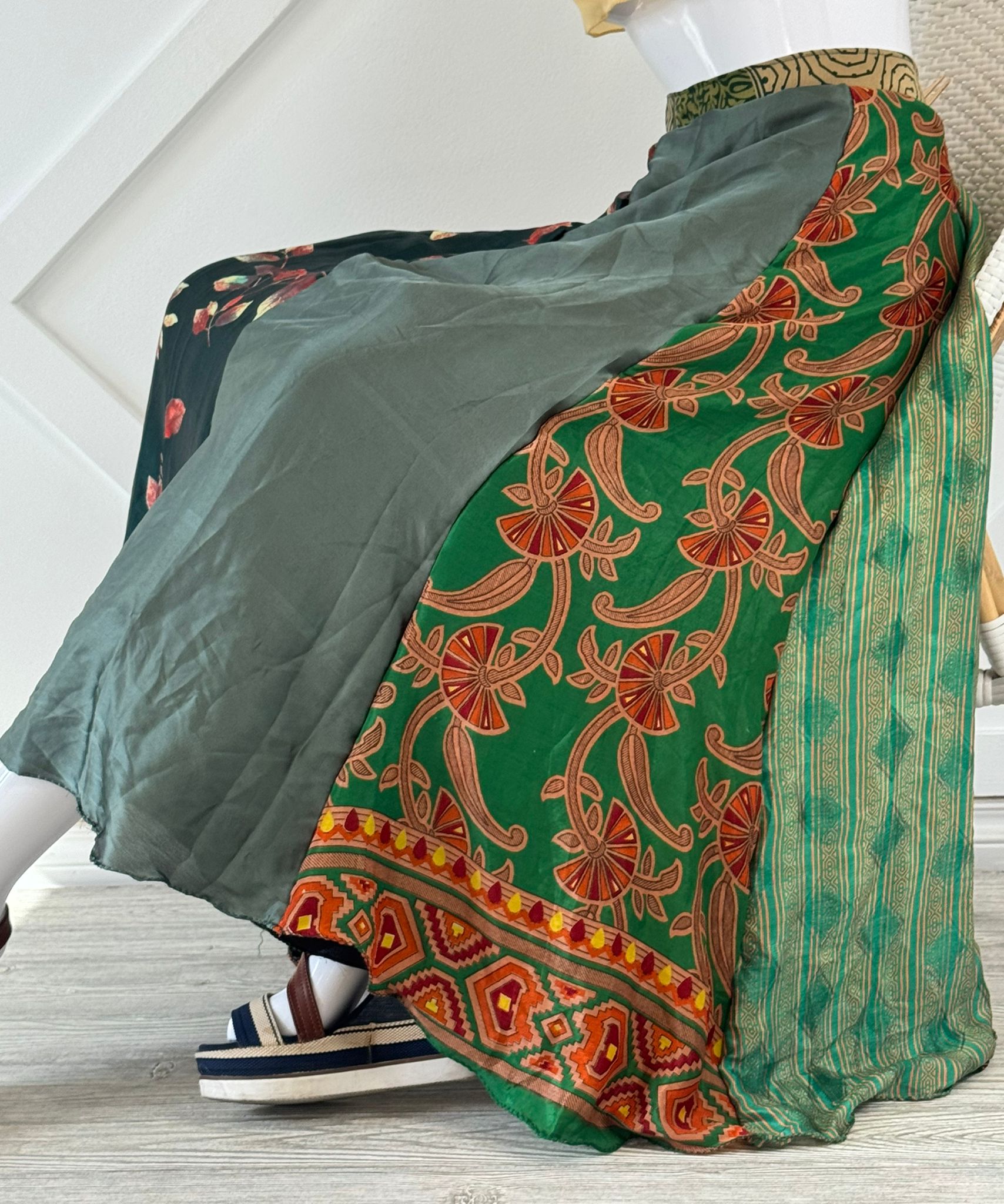 Regular Ankle Patch work Wrap Skirt-P002 - Rangeelaa- Fairtrade Sustainable Women's Clothing