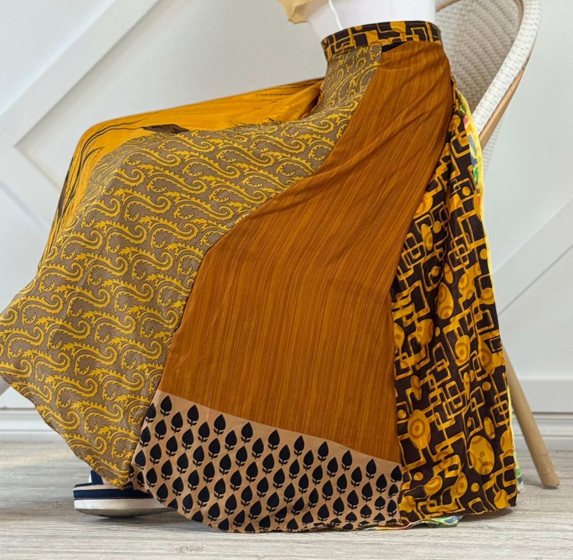 Regular Ankle Patch work Wrap Skirt-P004 - Rangeelaa- Fairtrade Sustainable Women's Clothing