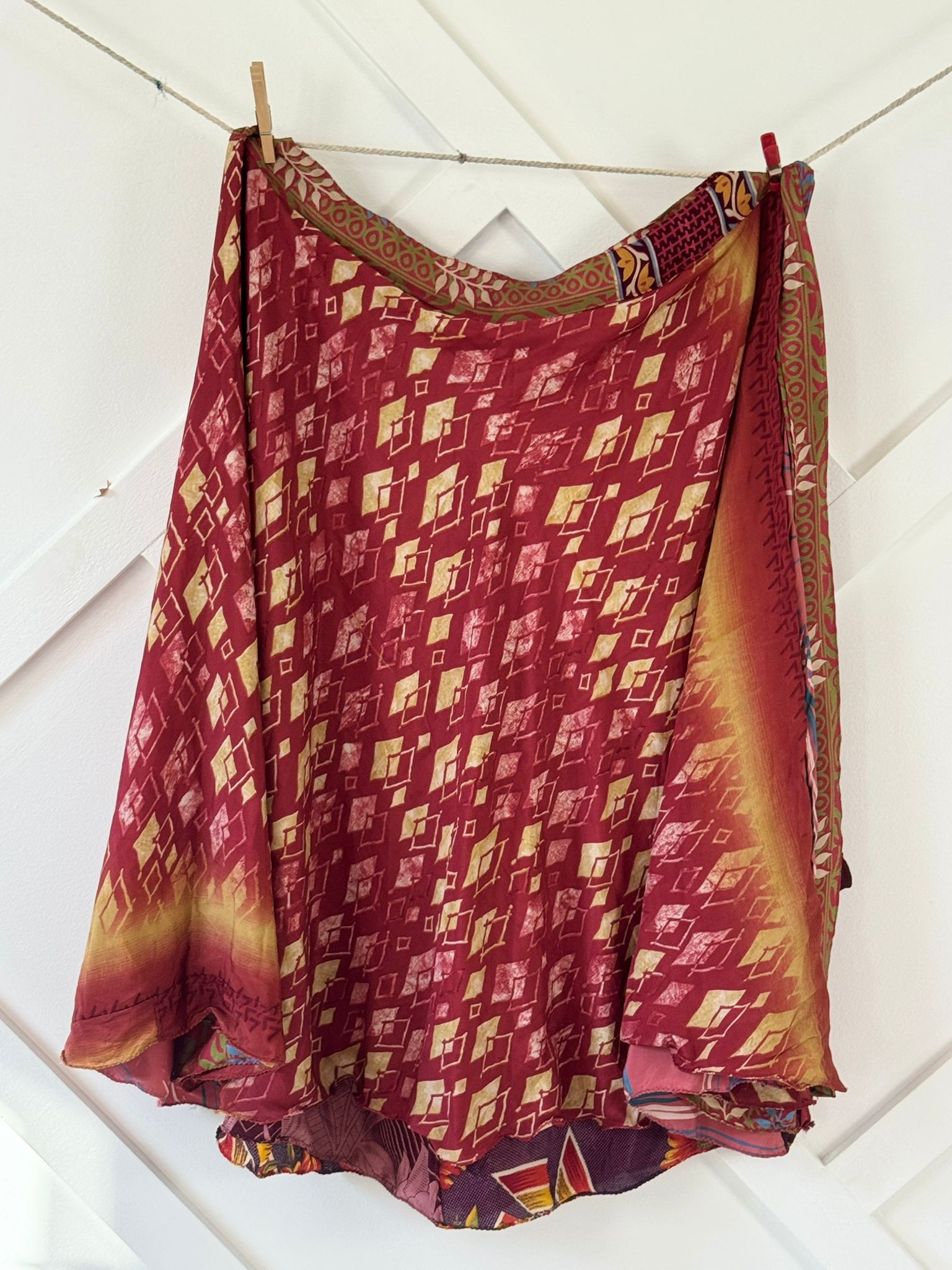 Regular Calf Patch work Wrap Skirt-P003 - Rangeelaa- Fairtrade Sustainable Women's Clothing