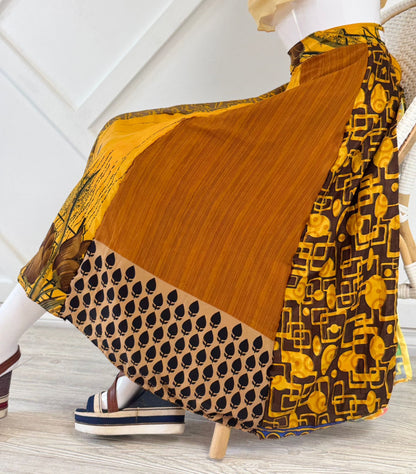 Regular Calf Patch work Wrap Skirt-P006 - Rangeelaa- Fairtrade Sustainable Women's Clothing