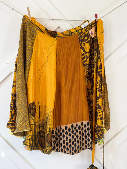 Regular Calf Patch work Wrap Skirt-P006 - Rangeelaa- Fairtrade Sustainable Women's Clothing
