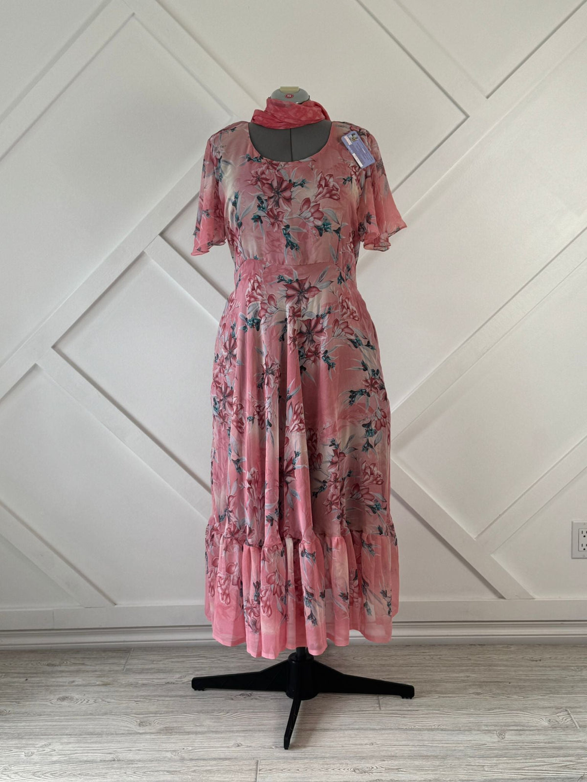 Regular Lined Ganga Dress with scarf-ED006 - Rangeelaa- Fairtrade Sustainable Women's Clothing