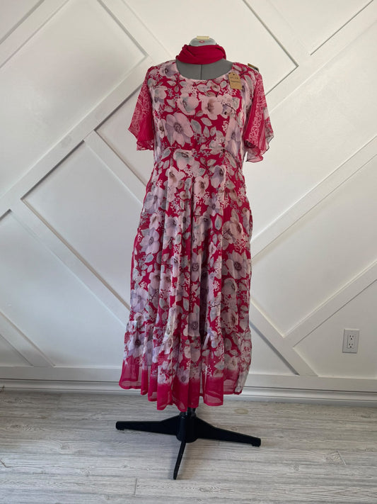Regular Lined Ganga Dress with scarf-FD015 - Rangeelaa- Fairtrade Sustainable Women's Clothingdresses