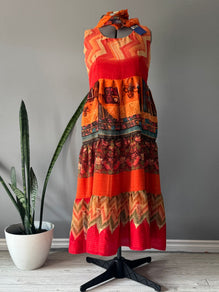 Regular Lined wild  Maya  Tiered Dress with scarf- J0057
