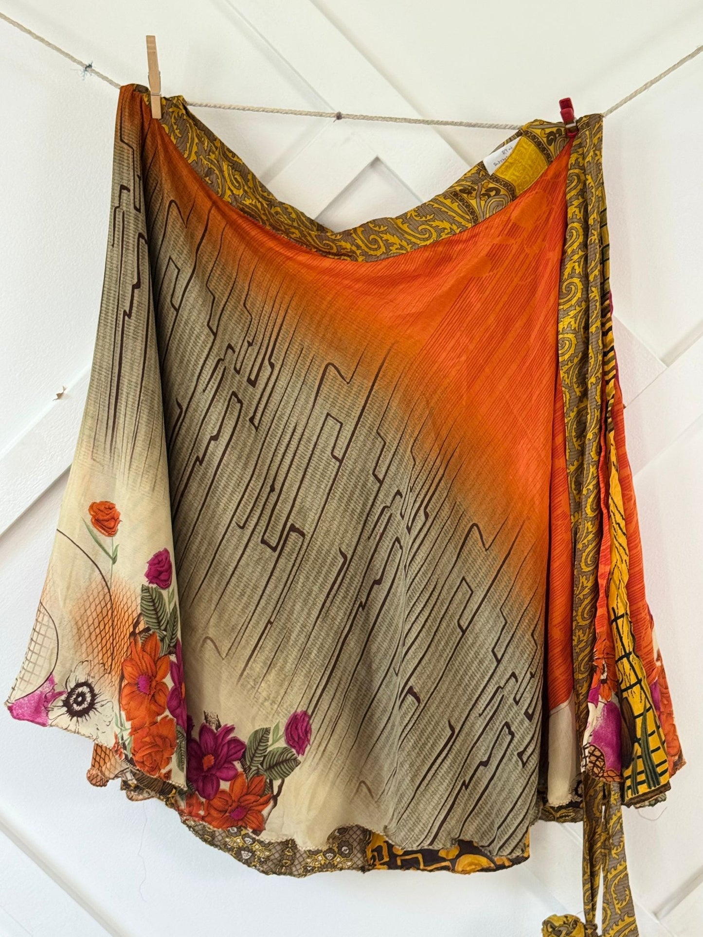 Regular Tea Patch work Wrap Skirt-P005 - Rangeelaa- Fairtrade Sustainable Women's Clothing