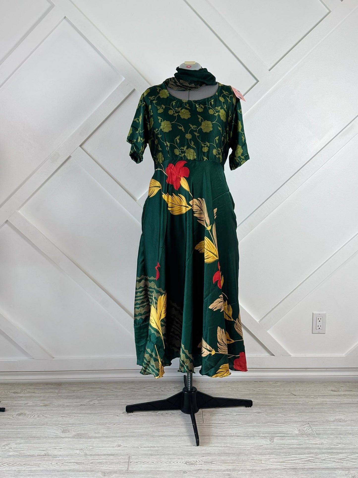 Regular Viya Dress with scarf-ED029 - Rangeelaa- Fairtrade Sustainable Women's Clothing