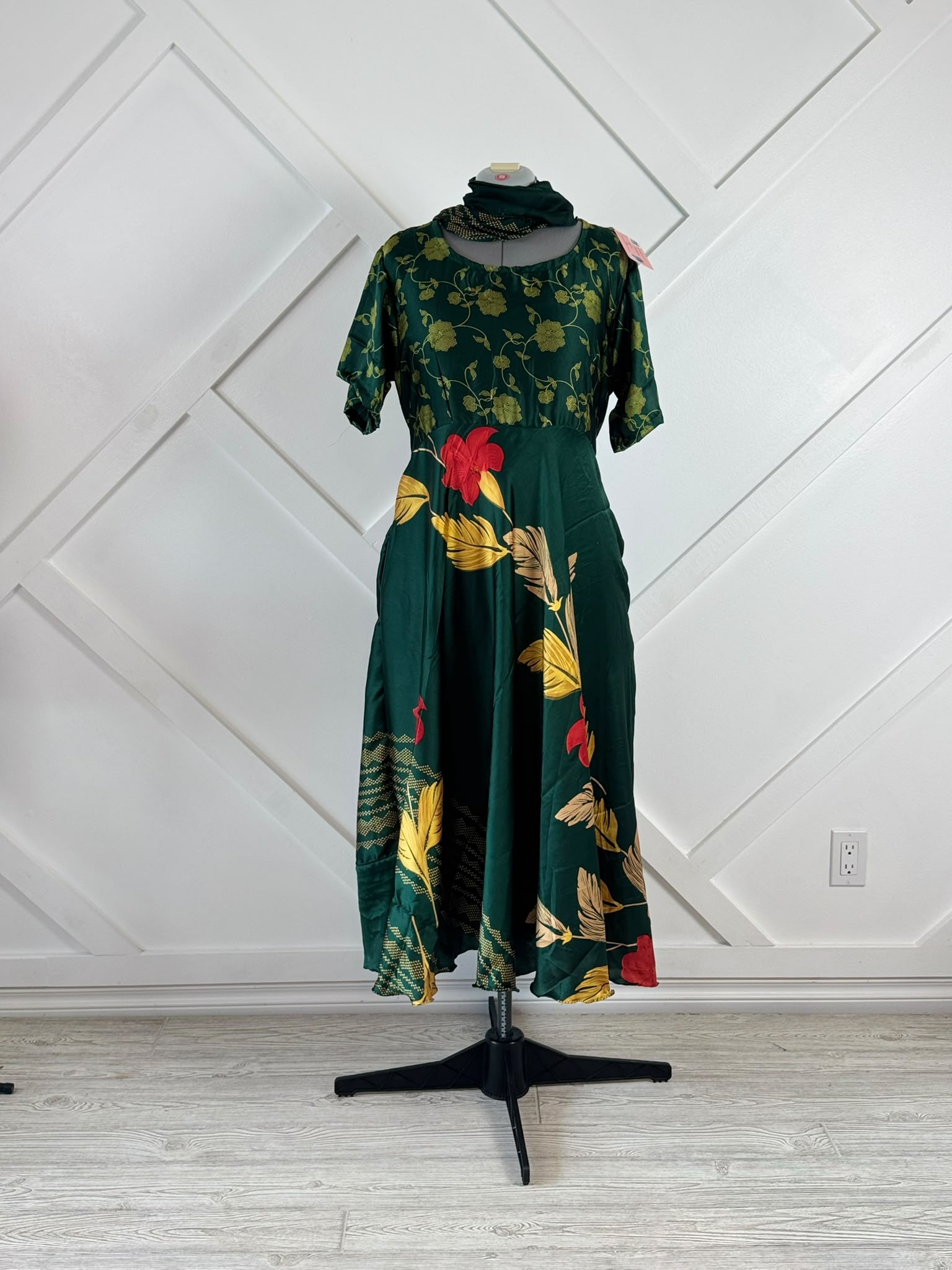 Regular Viya Dress with scarf-ED029 - Rangeelaa- Fairtrade Sustainable Women's Clothing