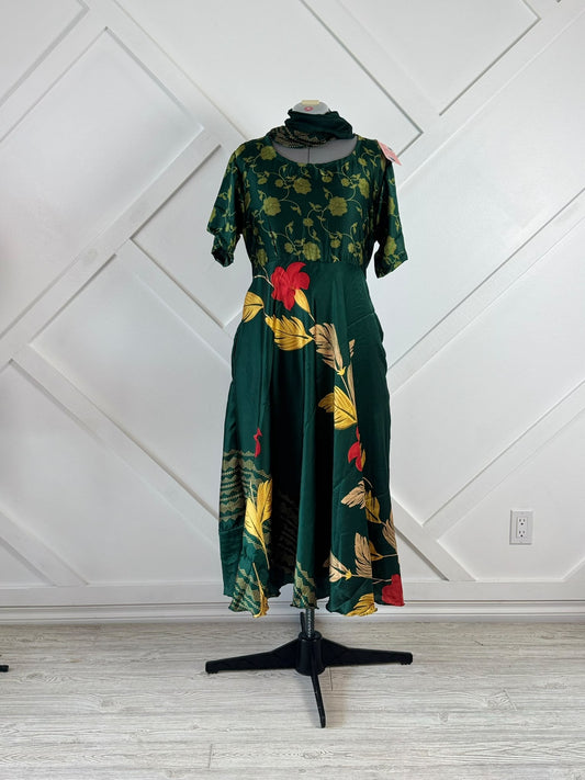 Regular Viya Dress with scarf-ED029 - Rangeelaa- Fairtrade Sustainable Women's Clothing