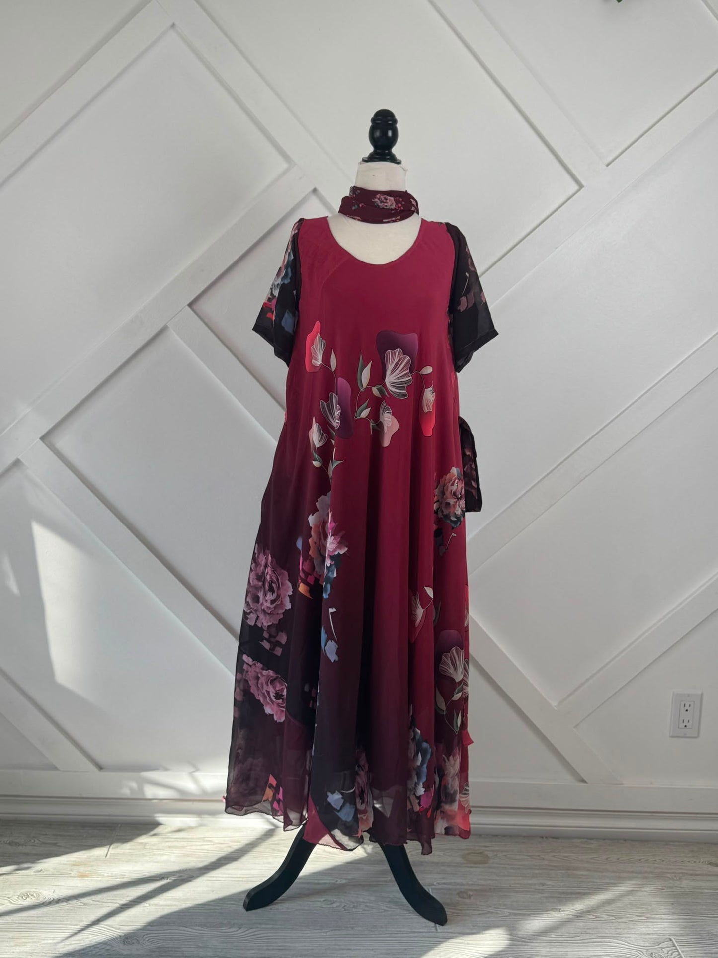 Digital print Slim Petite Lining Mahika with matching Scarf-FD002