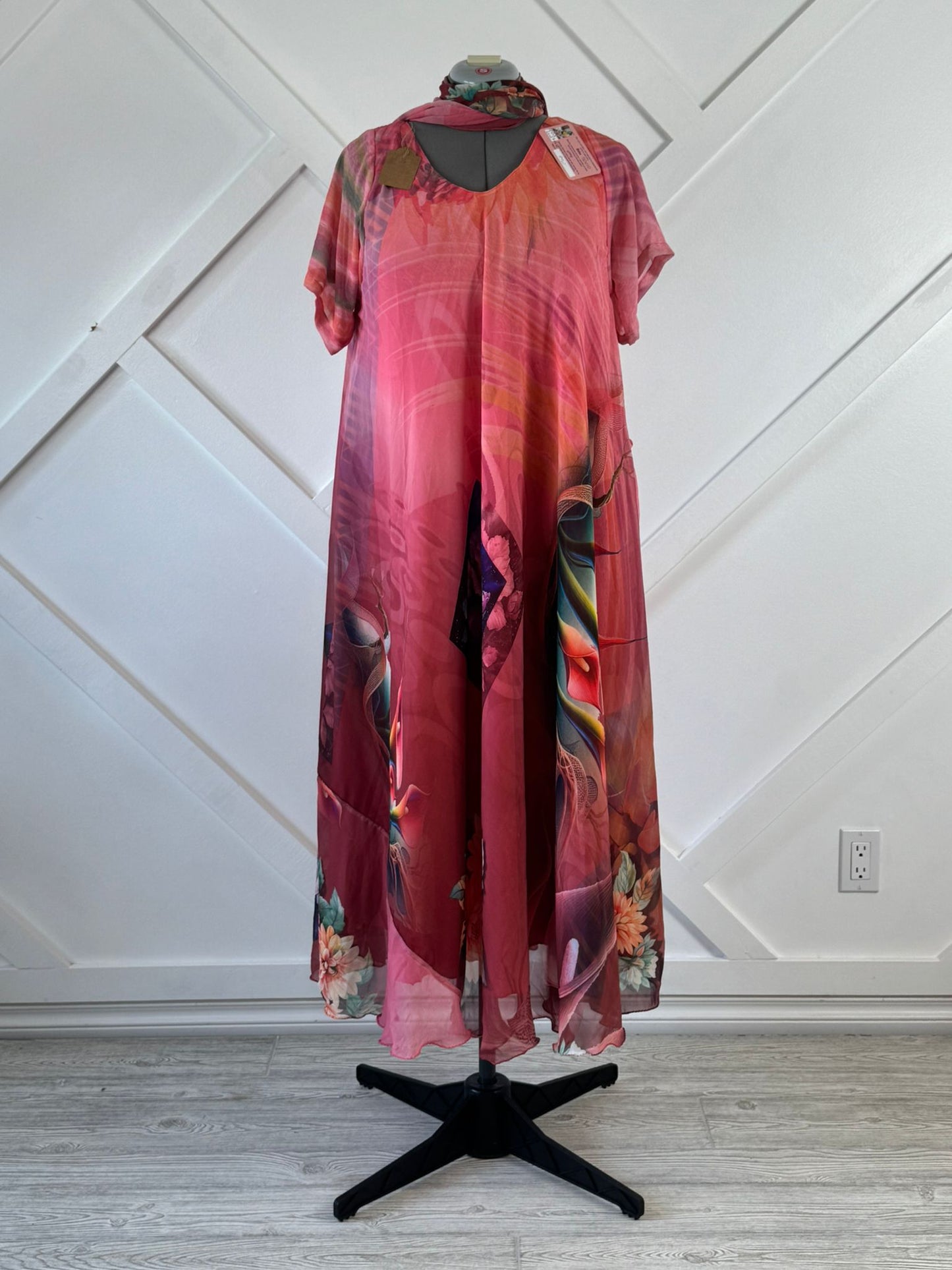 Digital print Petite Regular Lined Mahika with matching Scarf-BD010