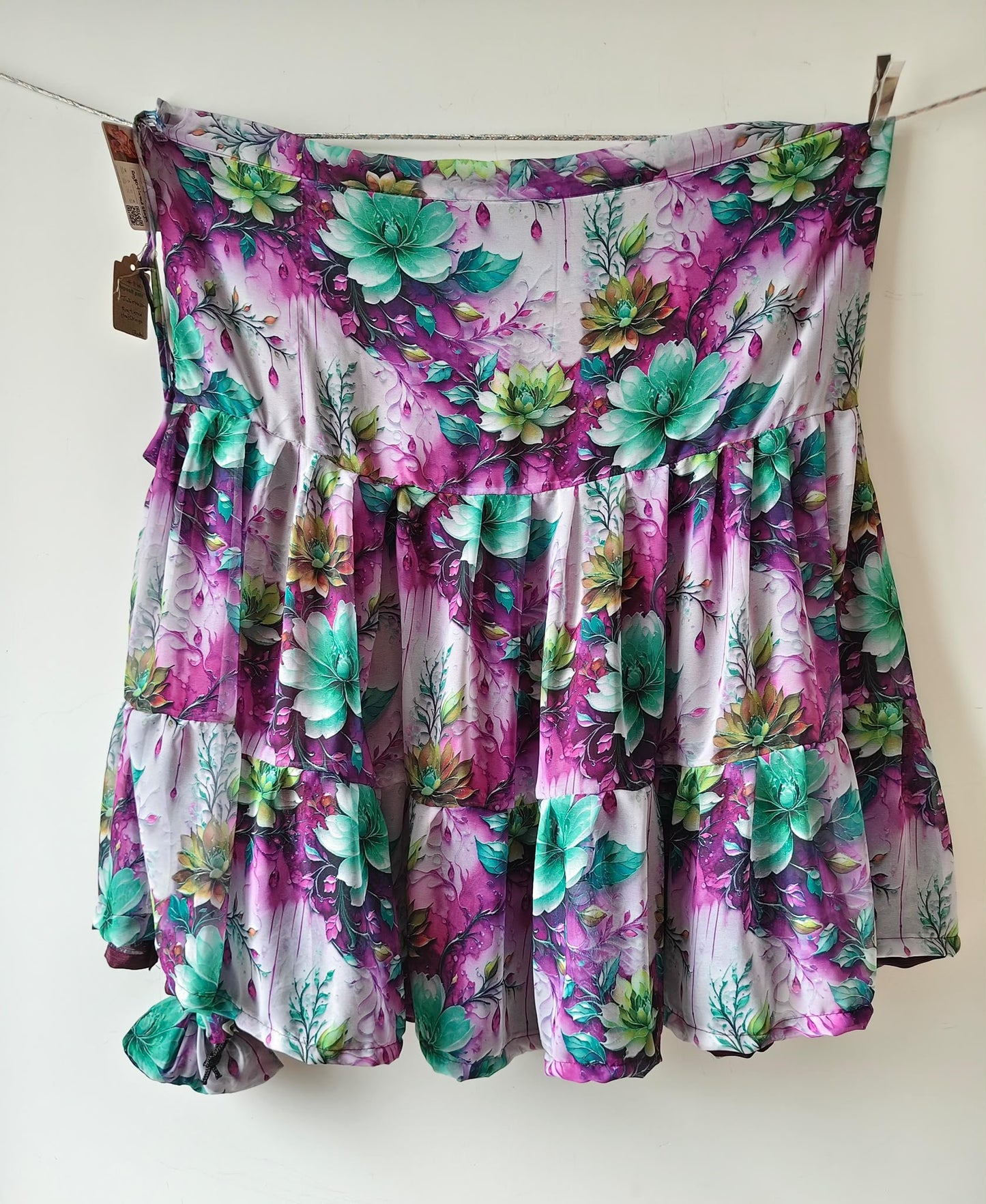 Julie.M-Digital print Premium Regular Ankle Drawstring Skaya Tiered Skirt