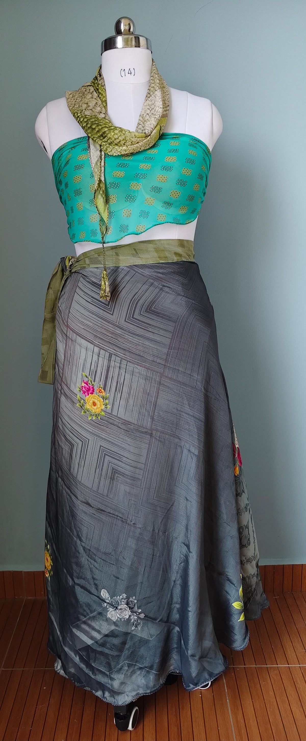Maria.G-Digital print mosaic Premium Goddess ankle Skirt