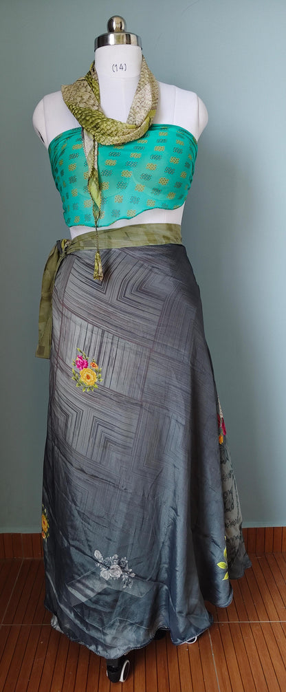 Maria.G-Digital print mosaic Premium Goddess ankle Skirt