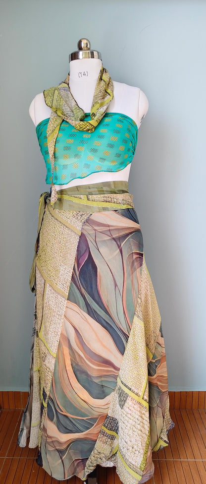 Maria.G-Digital print mosaic Premium Goddess ankle Skirt