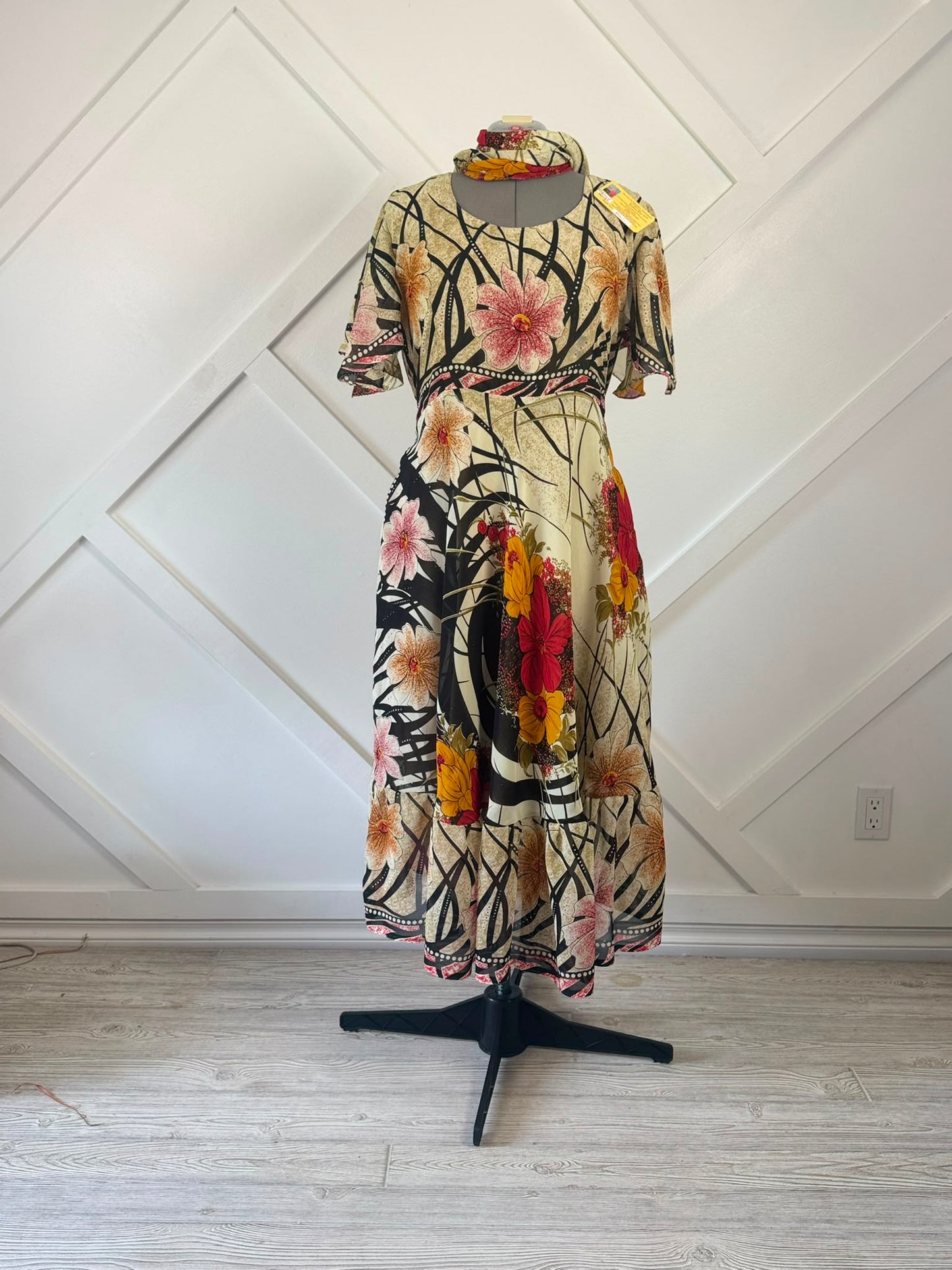 Regular Lined Ganga Dress with scarf-ED016