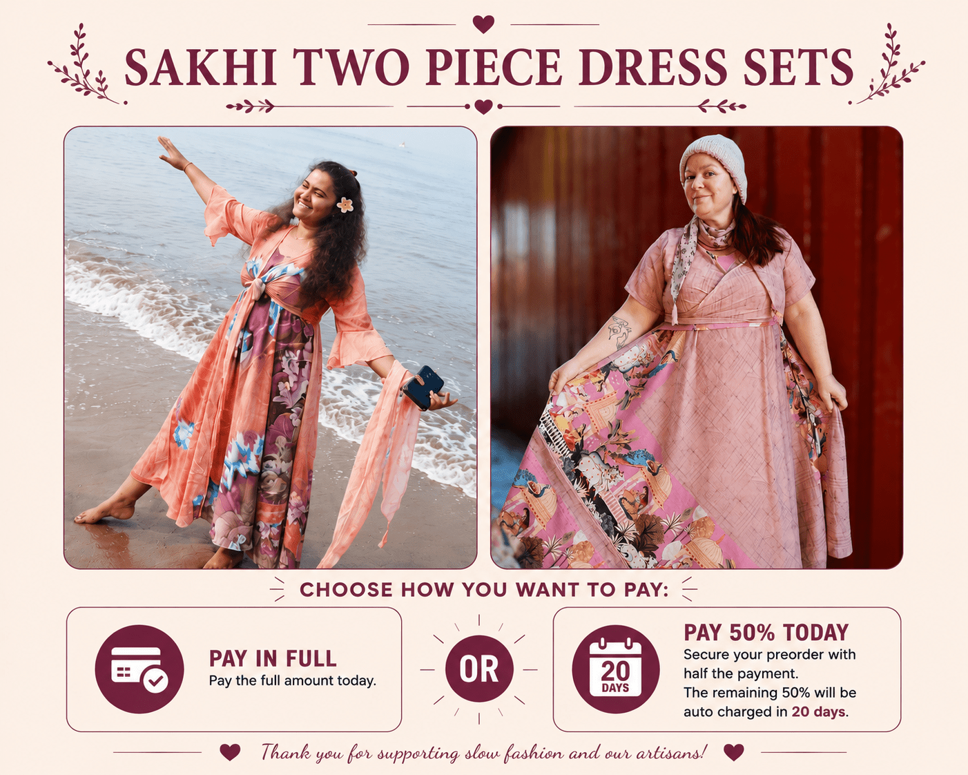Sakhi Two Piece Dress Set - Rangeelaa- Fairtrade Sustainable Women's Clothing