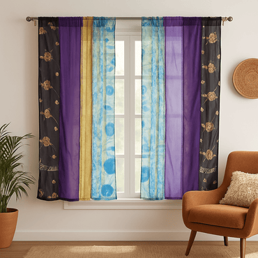 Set of Two curtain panels 40 inch(w) 63 inch(L) - P006 - Rangeelaa - Fairtrade Sustainable Women's Clothing